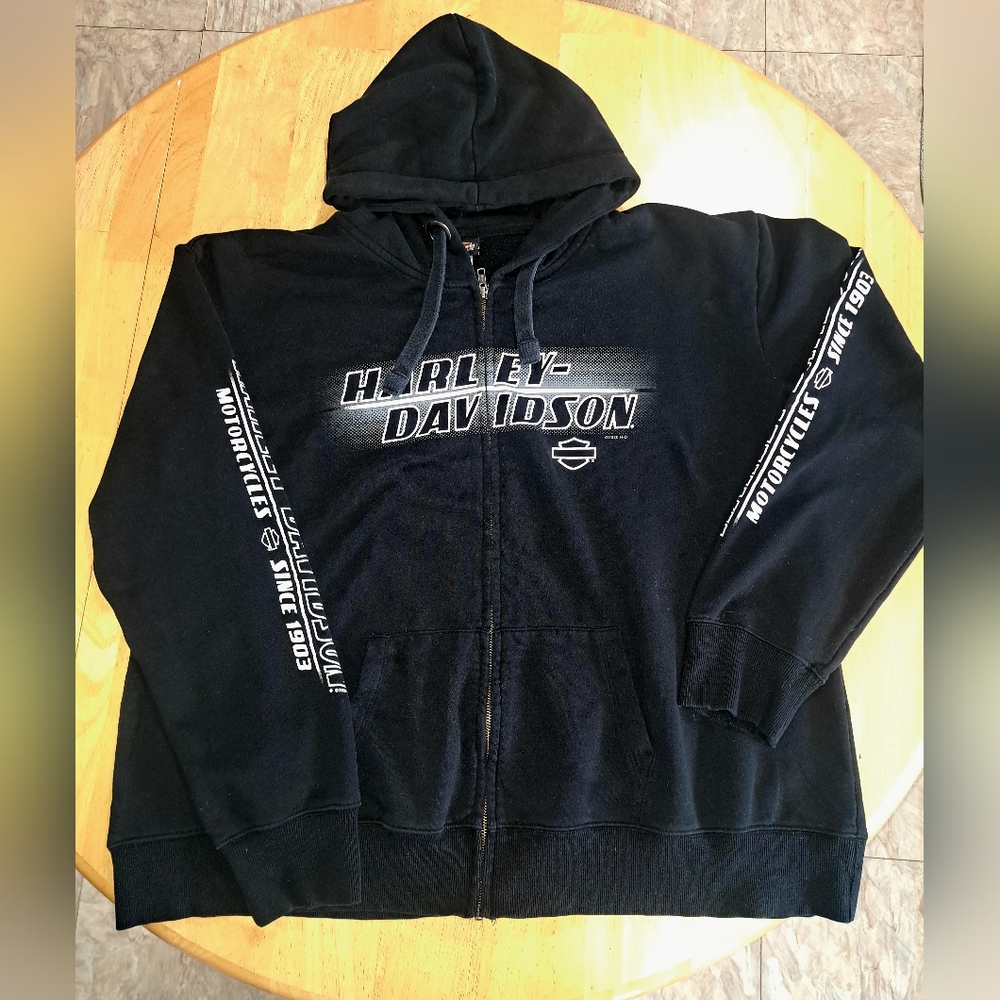 Harley Davidson men's zip front cotton hooded sweatshirt, classic fit, size 3XL
